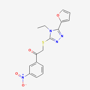 molecular formula C16H14N4O4S B3607950 2-{[4-ethyl-5-(2-furyl)-4H-1,2,4-triazol-3-yl]thio}-1-(3-nitrophenyl)ethanone 