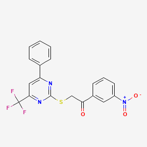 molecular formula C19H12F3N3O3S B3607952 1-(3-nitrophenyl)-2-{[4-phenyl-6-(trifluoromethyl)-2-pyrimidinyl]thio}ethanone 