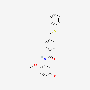 molecular formula C23H23NO3S B3607983 N-(2,5-dimethoxyphenyl)-4-{[(4-methylphenyl)thio]methyl}benzamide 