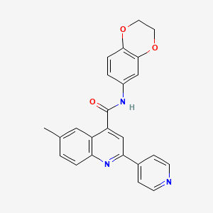 molecular formula C24H19N3O3 B3608067 N-(2,3-dihydro-1,4-benzodioxin-6-yl)-6-methyl-2-(pyridin-4-yl)quinoline-4-carboxamide 