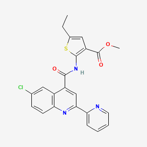 molecular formula C23H18ClN3O3S B3608091 methyl 2-({[6-chloro-2-(2-pyridinyl)-4-quinolinyl]carbonyl}amino)-5-ethyl-3-thiophenecarboxylate 