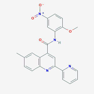 molecular formula C23H18N4O4 B3608119 N-(2-methoxy-5-nitrophenyl)-6-methyl-2-(pyridin-2-yl)quinoline-4-carboxamide 