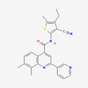 molecular formula C25H22N4OS B3608182 N-(3-cyano-4-ethyl-5-methyl-2-thienyl)-7,8-dimethyl-2-(3-pyridinyl)-4-quinolinecarboxamide 