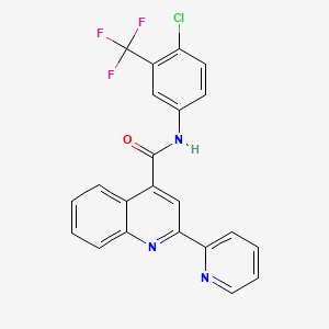 molecular formula C22H13ClF3N3O B3608246 N-[4-chloro-3-(trifluoromethyl)phenyl]-2-(pyridin-2-yl)quinoline-4-carboxamide 