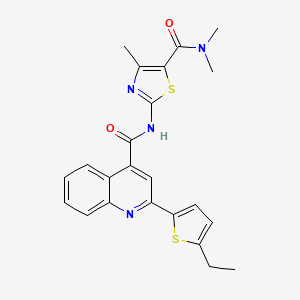 molecular formula C23H22N4O2S2 B3608254 N-{5-[(dimethylamino)carbonyl]-4-methyl-1,3-thiazol-2-yl}-2-(5-ethyl-2-thienyl)-4-quinolinecarboxamide 
