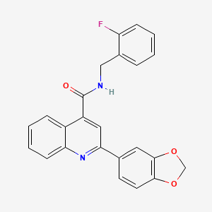 molecular formula C24H17FN2O3 B3608289 2-(2H-13-BENZODIOXOL-5-YL)-N-[(2-FLUOROPHENYL)METHYL]QUINOLINE-4-CARBOXAMIDE 