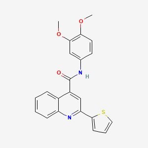 molecular formula C22H18N2O3S B3608326 N-(3,4-dimethoxyphenyl)-2-(thiophen-2-yl)quinoline-4-carboxamide 