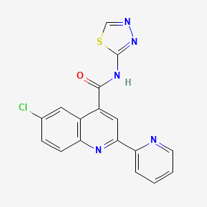 molecular formula C17H10ClN5OS B3608337 6-chloro-2-(pyridin-2-yl)-N-(1,3,4-thiadiazol-2-yl)quinoline-4-carboxamide 