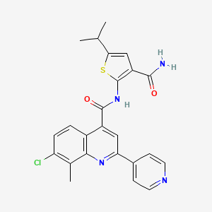 molecular formula C24H21ClN4O2S B3608356 N-[3-(aminocarbonyl)-5-isopropyl-2-thienyl]-7-chloro-8-methyl-2-(4-pyridinyl)-4-quinolinecarboxamide 