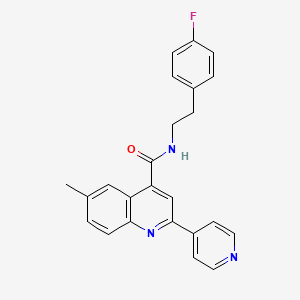 molecular formula C24H20FN3O B3608405 N-[2-(4-fluorophenyl)ethyl]-6-methyl-2-(pyridin-4-yl)quinoline-4-carboxamide 