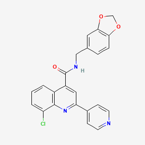 molecular formula C23H16ClN3O3 B3608419 N-[(2H-13-BENZODIOXOL-5-YL)METHYL]-8-CHLORO-2-(PYRIDIN-4-YL)QUINOLINE-4-CARBOXAMIDE 