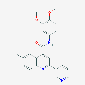 molecular formula C24H21N3O3 B3608441 N-(3,4-dimethoxyphenyl)-6-methyl-2-(pyridin-3-yl)quinoline-4-carboxamide 
