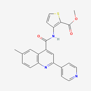 molecular formula C22H17N3O3S B3608454 METHYL 3-[6-METHYL-2-(PYRIDIN-4-YL)QUINOLINE-4-AMIDO]THIOPHENE-2-CARBOXYLATE 