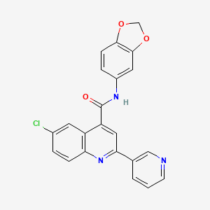 molecular formula C22H14ClN3O3 B3608509 N-(2H-1,3-BENZODIOXOL-5-YL)-6-CHLORO-2-(PYRIDIN-3-YL)QUINOLINE-4-CARBOXAMIDE 