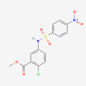 molecular formula C14H11ClN2O6S B3608510 methyl 2-chloro-5-{[(4-nitrophenyl)sulfonyl]amino}benzoate 
