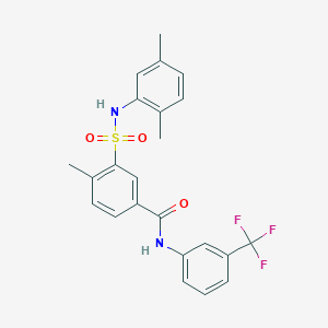 molecular formula C23H21F3N2O3S B3608540 3-{[(2,5-dimethylphenyl)amino]sulfonyl}-4-methyl-N-[3-(trifluoromethyl)phenyl]benzamide 