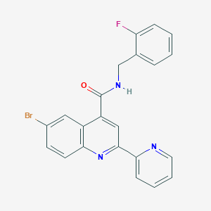 molecular formula C22H15BrFN3O B3608583 6-BROMO-N-[(2-FLUOROPHENYL)METHYL]-2-(PYRIDIN-2-YL)QUINOLINE-4-CARBOXAMIDE 