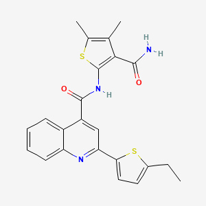 molecular formula C23H21N3O2S2 B3608595 N-(3-CARBAMOYL-4,5-DIMETHYL-2-THIENYL)-2-(5-ETHYL-2-THIENYL)-4-QUINOLINECARBOXAMIDE 