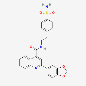 molecular formula C25H21N3O5S B3608610 N-{2-[4-(aminosulfonyl)phenyl]ethyl}-2-(1,3-benzodioxol-5-yl)-4-quinolinecarboxamide 