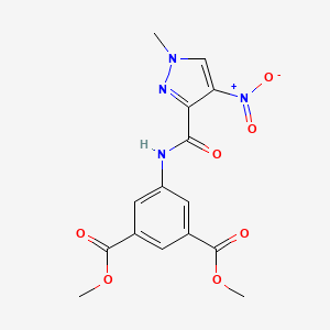 molecular formula C15H14N4O7 B3608658 1,3-DIMETHYL 5-(1-METHYL-4-NITRO-1H-PYRAZOLE-3-AMIDO)BENZENE-1,3-DICARBOXYLATE 