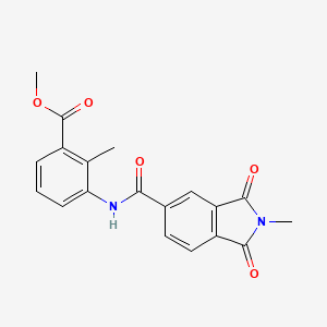 molecular formula C19H16N2O5 B3608819 methyl 2-methyl-3-{[(2-methyl-1,3-dioxo-2,3-dihydro-1H-isoindol-5-yl)carbonyl]amino}benzoate 