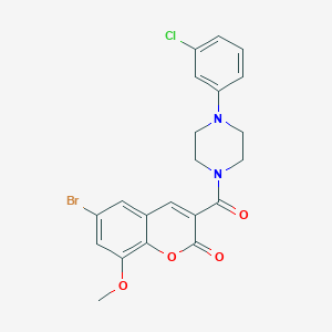 molecular formula C21H18BrClN2O4 B3608834 6-BROMO-3-[4-(3-CHLOROPHENYL)PIPERAZINE-1-CARBONYL]-8-METHOXY-2H-CHROMEN-2-ONE 