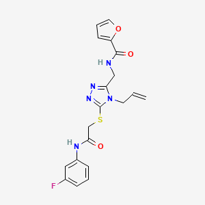 molecular formula C19H18FN5O3S B3608841 N-{[5-({2-[(3-fluorophenyl)amino]-2-oxoethyl}sulfanyl)-4-(prop-2-en-1-yl)-4H-1,2,4-triazol-3-yl]methyl}furan-2-carboxamide 