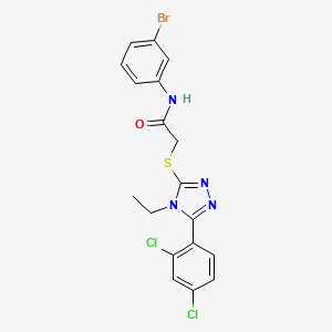 molecular formula C18H15BrCl2N4OS B3608907 N-(3-bromophenyl)-2-{[5-(2,4-dichlorophenyl)-4-ethyl-4H-1,2,4-triazol-3-yl]sulfanyl}acetamide 