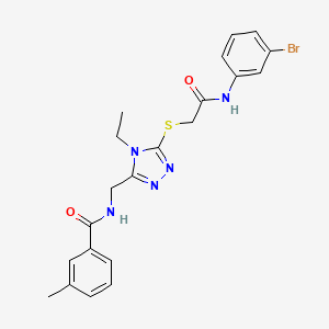molecular formula C21H22BrN5O2S B3608958 N-{[5-({2-[(3-bromophenyl)amino]-2-oxoethyl}sulfanyl)-4-ethyl-4H-1,2,4-triazol-3-yl]methyl}-3-methylbenzamide 