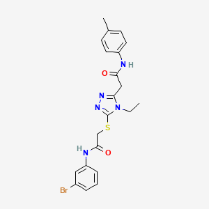 molecular formula C21H22BrN5O2S B3608967 2-[5-({2-[(3-bromophenyl)amino]-2-oxoethyl}sulfanyl)-4-ethyl-4H-1,2,4-triazol-3-yl]-N-(4-methylphenyl)acetamide 