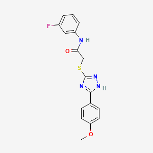 molecular formula C17H15FN4O2S B3609043 N-(3-fluorophenyl)-2-[[5-(4-methoxyphenyl)-1H-1,2,4-triazol-3-yl]sulfanyl]acetamide 