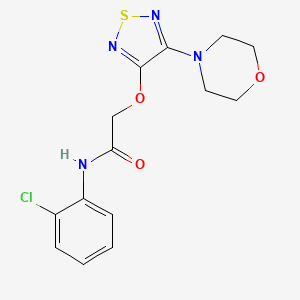 molecular formula C14H15ClN4O3S B3609324 N-(2-chlorophenyl)-2-{[4-(morpholin-4-yl)-1,2,5-thiadiazol-3-yl]oxy}acetamide 