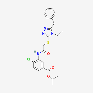 molecular formula C23H25ClN4O3S B3609484 propan-2-yl 3-({[(5-benzyl-4-ethyl-4H-1,2,4-triazol-3-yl)sulfanyl]acetyl}amino)-4-chlorobenzoate 
