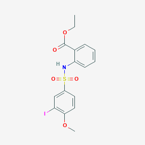 molecular formula C16H16INO5S B3609577 ethyl 2-{[(3-iodo-4-methoxyphenyl)sulfonyl]amino}benzoate 