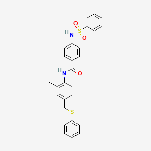 molecular formula C27H24N2O3S2 B3609602 N-{2-methyl-4-[(phenylthio)methyl]phenyl}-4-[(phenylsulfonyl)amino]benzamide 
