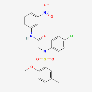 molecular formula C22H20ClN3O6S B3609610 N~2~-(4-chlorophenyl)-N~2~-[(2-methoxy-5-methylphenyl)sulfonyl]-N~1~-(3-nitrophenyl)glycinamide 