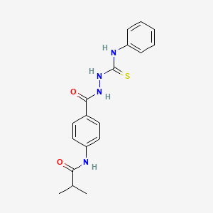 molecular formula C18H20N4O2S B3609635 N-(4-{[2-(anilinocarbonothioyl)hydrazino]carbonyl}phenyl)-2-methylpropanamide 
