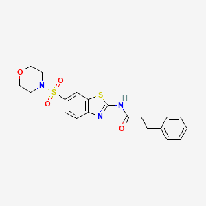 molecular formula C20H21N3O4S2 B3609716 N-[6-(4-morpholinylsulfonyl)-1,3-benzothiazol-2-yl]-3-phenylpropanamide 