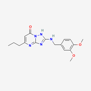 molecular formula C17H21N5O3 B3609728 2-[(3,4-dimethoxybenzyl)amino]-5-propyl[1,2,4]triazolo[1,5-a]pyrimidin-7(4H)-one 