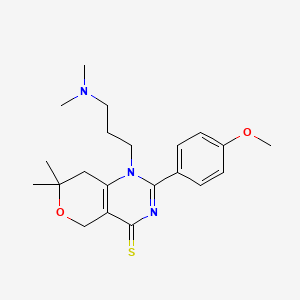 molecular formula C21H29N3O2S B3609750 1-[3-(dimethylamino)propyl]-2-(4-methoxyphenyl)-7,7-dimethyl-1,5,7,8-tetrahydro-4H-pyrano[4,3-d]pyrimidine-4-thione 