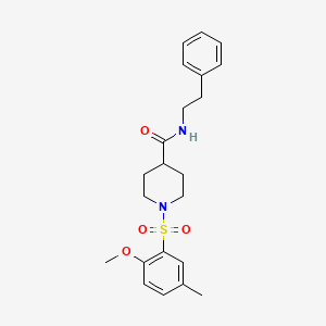 molecular formula C22H28N2O4S B3609902 1-[(2-methoxy-5-methylphenyl)sulfonyl]-N-(2-phenylethyl)-4-piperidinecarboxamide 