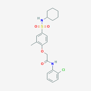 molecular formula C21H25ClN2O4S B3609910 N-(2-chlorophenyl)-2-[4-(cyclohexylsulfamoyl)-2-methylphenoxy]acetamide 