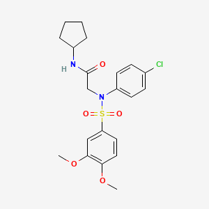 molecular formula C21H25ClN2O5S B3610074 N~2~-(4-chlorophenyl)-N~1~-cyclopentyl-N~2~-[(3,4-dimethoxyphenyl)sulfonyl]glycinamide 