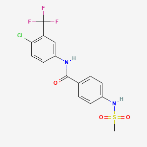 molecular formula C15H12ClF3N2O3S B3610126 N-[4-chloro-3-(trifluoromethyl)phenyl]-4-[(methylsulfonyl)amino]benzamide 