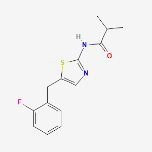 molecular formula C14H15FN2OS B3610156 N-[5-(2-fluorobenzyl)-1,3-thiazol-2-yl]-2-methylpropanamide 