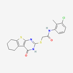 molecular formula C19H18ClN3O2S2 B3610161 N-(3-chloro-2-methylphenyl)-2-[(4-oxo-3,4,5,6,7,8-hexahydro[1]benzothieno[2,3-d]pyrimidin-2-yl)thio]acetamide 