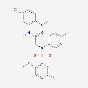 molecular formula C24H25ClN2O5S B3610184 N-(5-chloro-2-methoxyphenyl)-2-(N-(2-methoxy-5-methylphenyl)sulfonyl-4-methylanilino)acetamide 