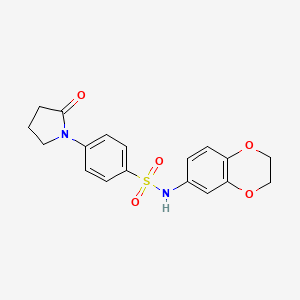 molecular formula C18H18N2O5S B3610204 N-(2,3-DIHYDRO-1,4-BENZODIOXIN-6-YL)-4-(2-OXOPYRROLIDIN-1-YL)BENZENE-1-SULFONAMIDE 