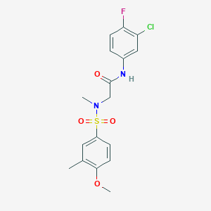 molecular formula C17H18ClFN2O4S B3610278 N-(3-chloro-4-fluorophenyl)-N~2~-[(4-methoxy-3-methylphenyl)sulfonyl]-N~2~-methylglycinamide 