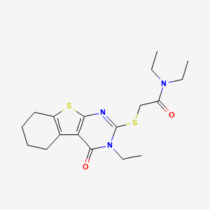 molecular formula C18H25N3O2S2 B3610306 N,N-diethyl-2-[(3-ethyl-4-oxo-3,4,5,6,7,8-hexahydro[1]benzothieno[2,3-d]pyrimidin-2-yl)sulfanyl]acetamide 